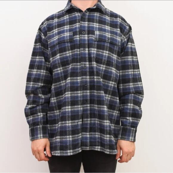 Vintage LL Bean Plaid Flannel Button Down Long Sleeve Shirt Shacket - Picture 1 of 7